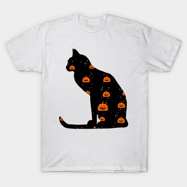 Halloween Black Cat With Pumpkin T-Shirt by anbartshirts